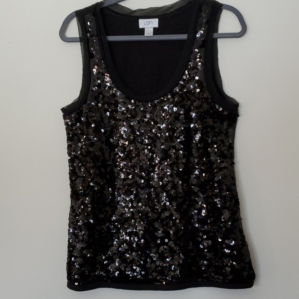 Black sequined tank top